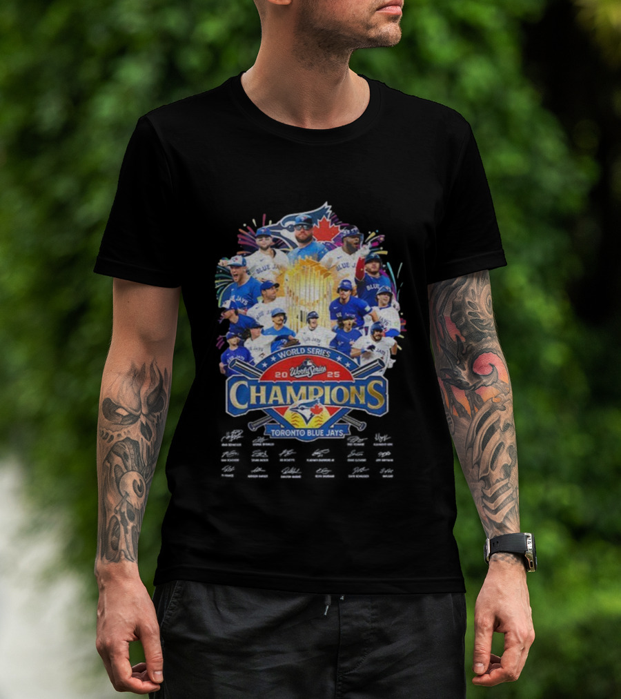 World Series 2025 Champions Toronto Blue Jays Signed MLB Players Celebration T-Shirt