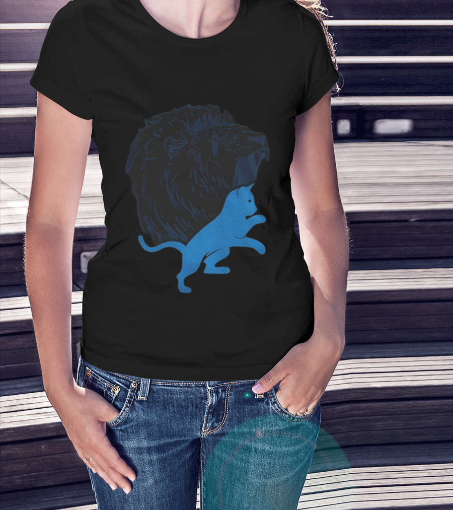 Detroit Lions National Cat Day NFL Football 2025 Iconic Lion And Cat T-Shirt