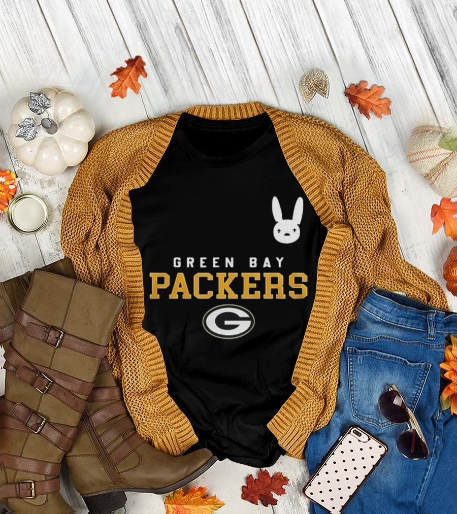 Bad Bunny X Green Bay Packers Collaboration With Iconic Bunny Motif T-Shirt