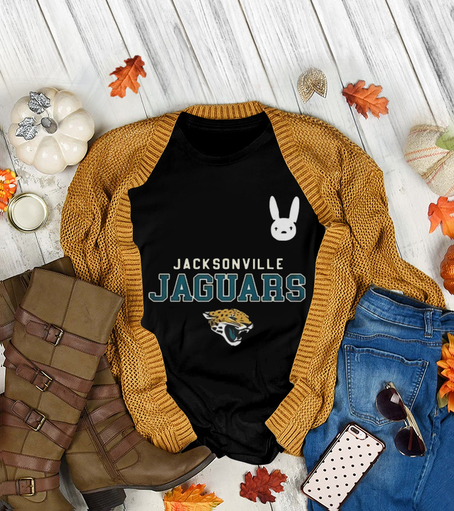 DTMF Bad Bunny Jacksonville Jaguars Collaboration with Mascot and Logo T-Shirt