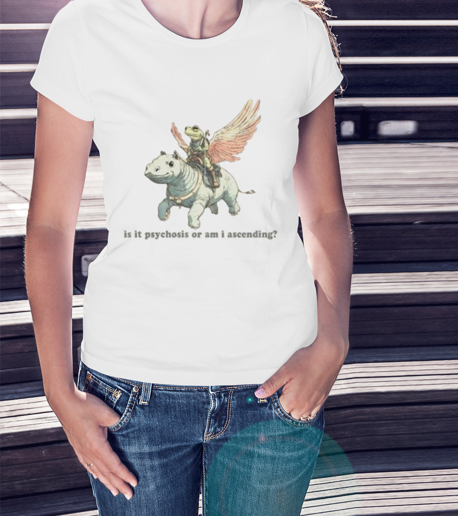 Frog Riding Flying Hippo Psychosis Or Ascension T-Shirt