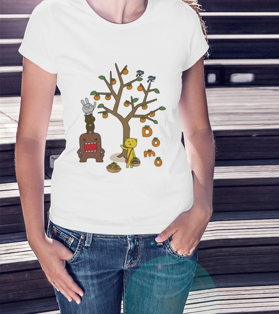 Domo Fall Harvest With Cartoon Characters And Persimmons T-Shirt