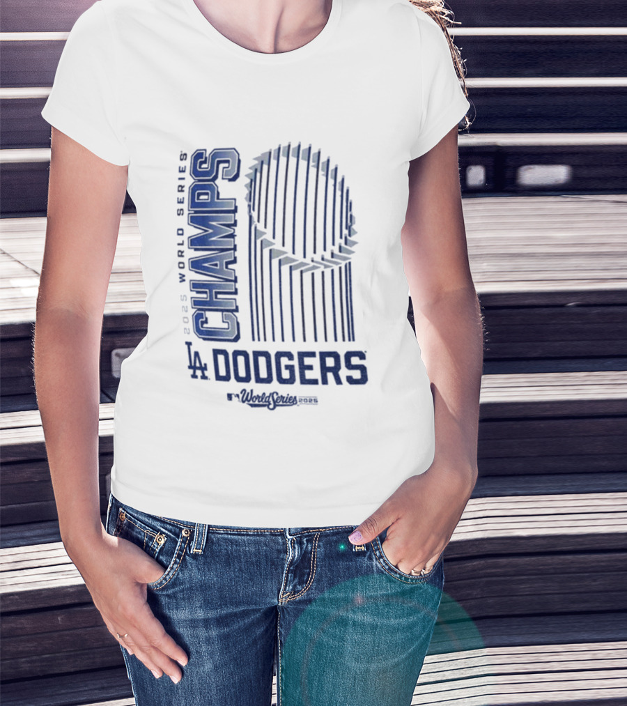 Los Angeles Dodgers 2025 World Series Champs Trophy Logo T-Shirt