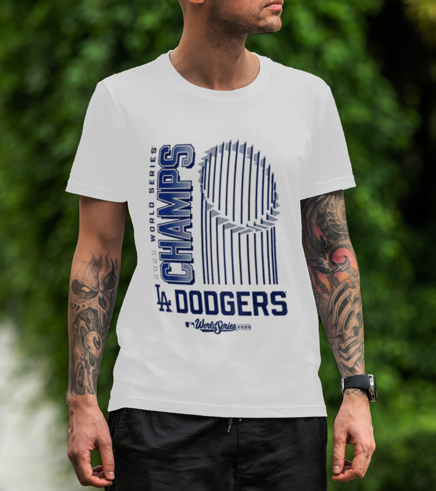Los Angeles Dodgers 2025 World Series Champs Trophy Logo T-Shirt