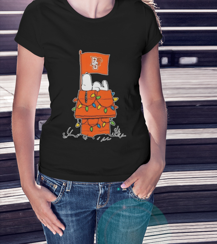 Bowling Green Falcons Snoopy Doghouse Christmas Lights T-Shirt