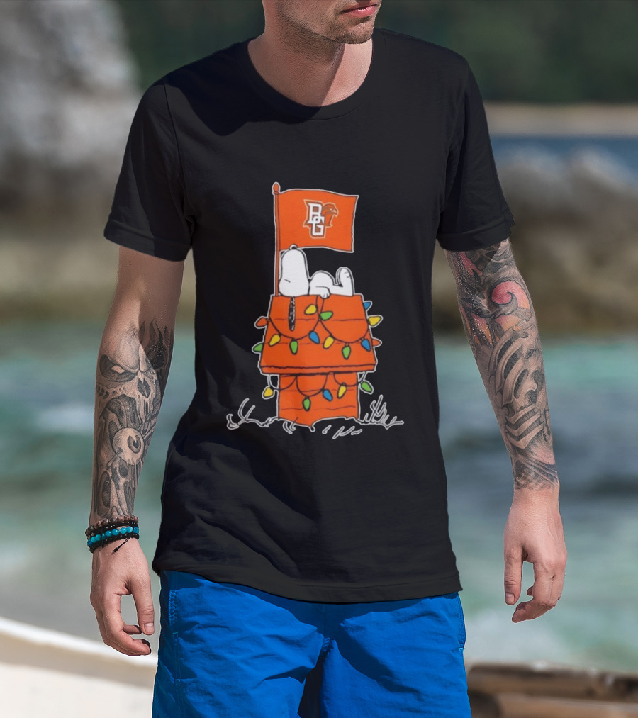 Bowling Green Falcons Snoopy Doghouse Christmas Lights T-Shirt