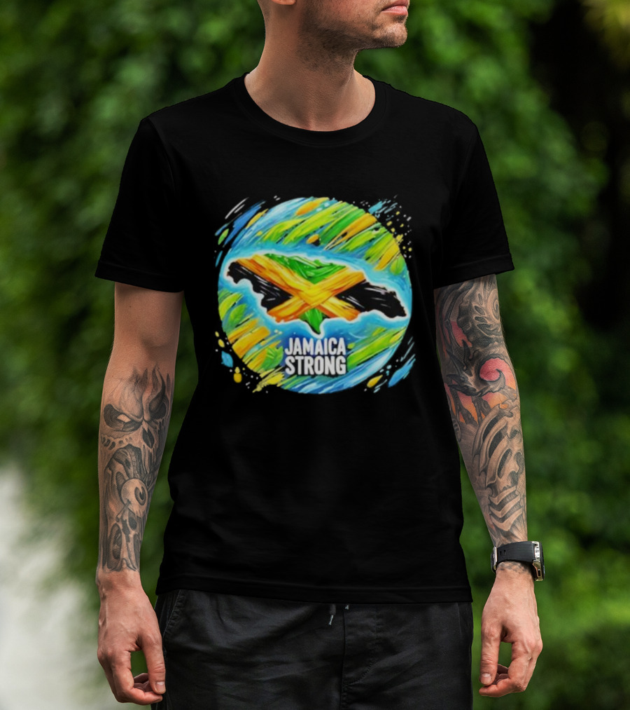 Jamaica Strong Hurricane Melissa Recovery Brush Stroke Flag Art T-Shirt