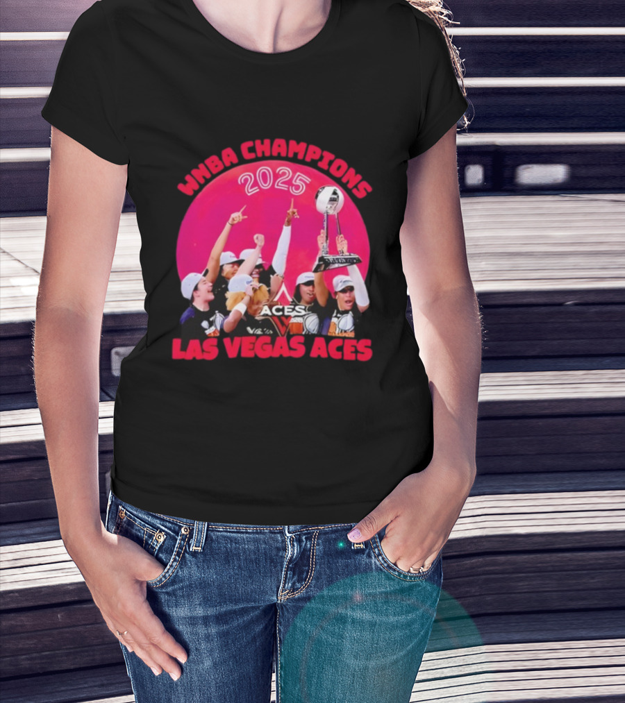 WNBA Champions 2025 Las Vegas Aces Pink Moon Celebration T-Shirt