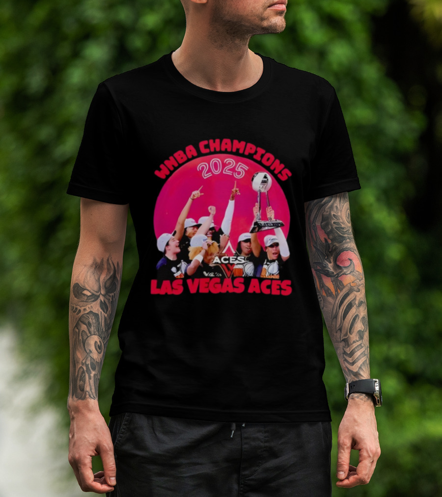 WNBA Champions 2025 Las Vegas Aces Pink Moon Celebration T-Shirt