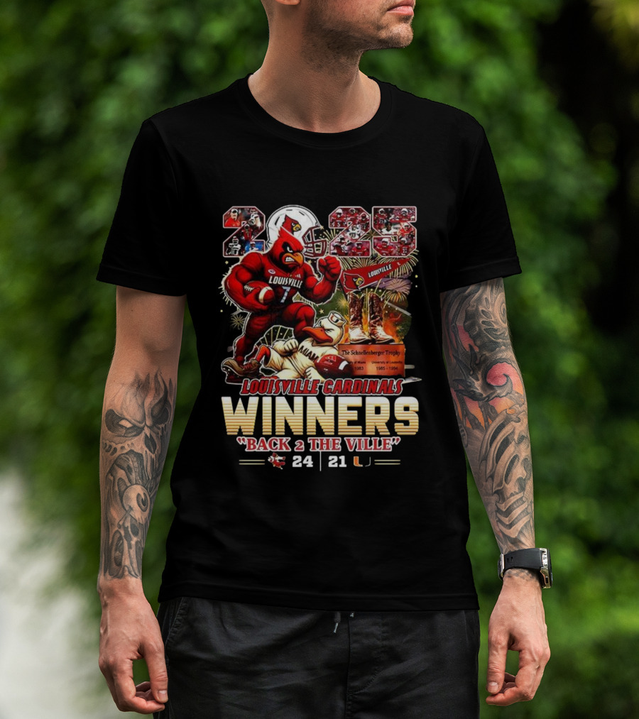 Louisville Cardinals Winners Back 2 The Ville 2025 Schnellenberger Trophy T-Shirt