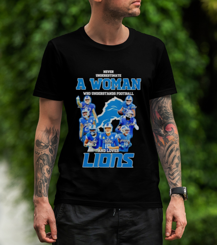 A Woman Who Understands Football And Loves Lions Players T-Shirt