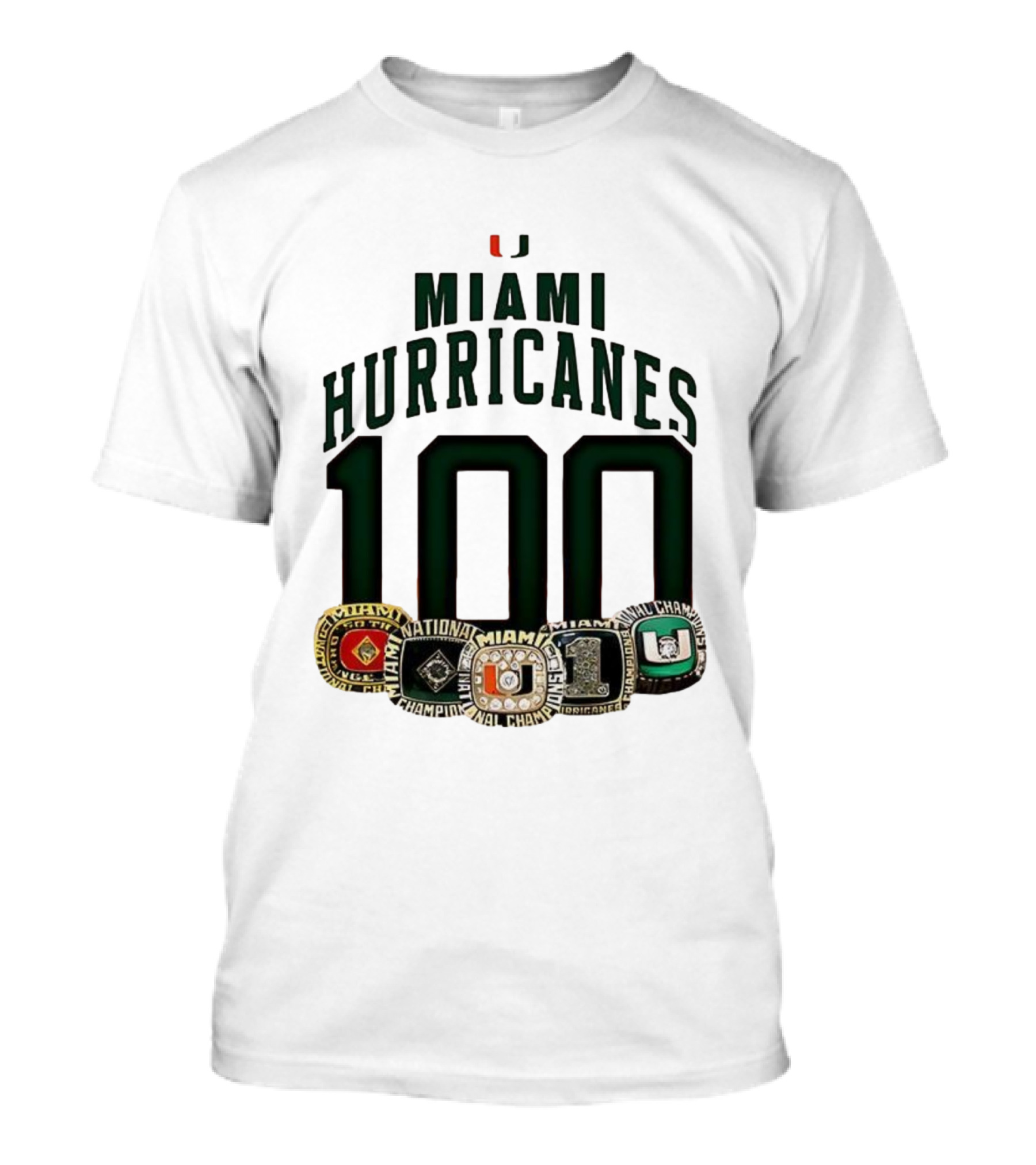 Miami Hurricanes 100 National Champions Rings T-Shirt