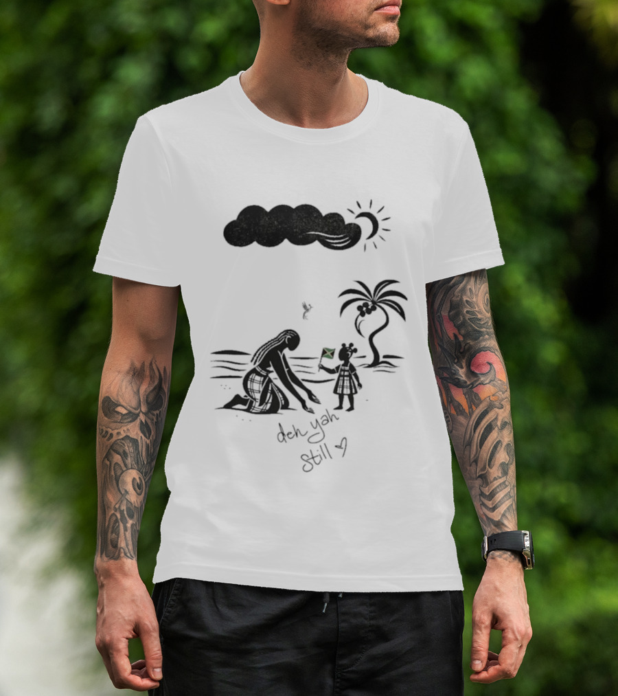 Jodie Turner-Smith X Project Hope Deh Yah Still Jamaican Flag Palm Tree Clouds Sun T-Shirt
