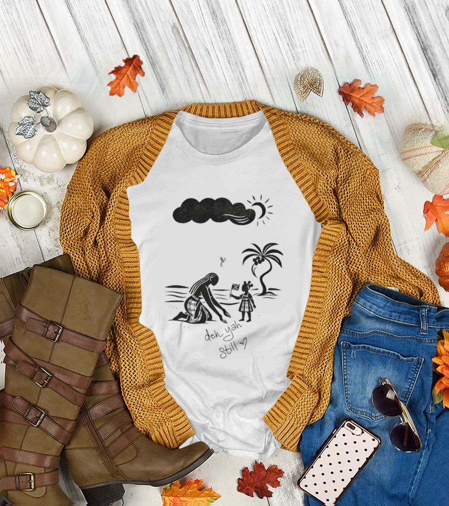 Jodie Turner-Smith X Project Hope Deh Yah Still Jamaican Flag Palm Tree Clouds Sun T-Shirt