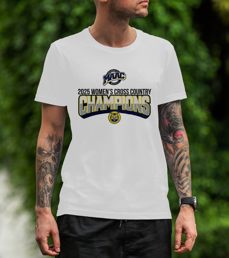Quinnipiac University 2025 Women's Cross Country Champions MAAC Logo T-Shirt
