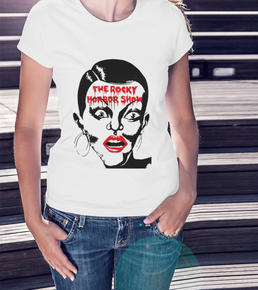 The Rocky Horror Show Dripping Text Vintage 70s Red Lips Graphic T-Shirt