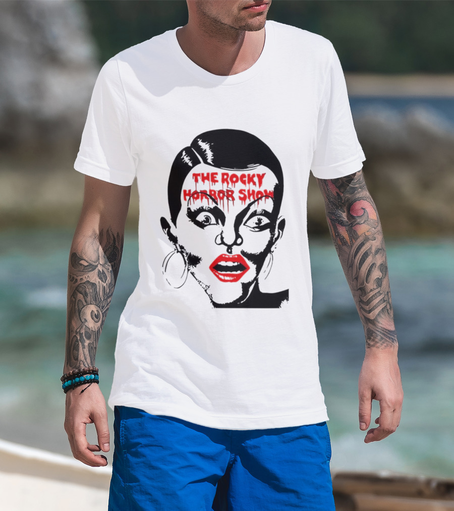 The Rocky Horror Show Dripping Text Vintage 70s Red Lips Graphic T-Shirt
