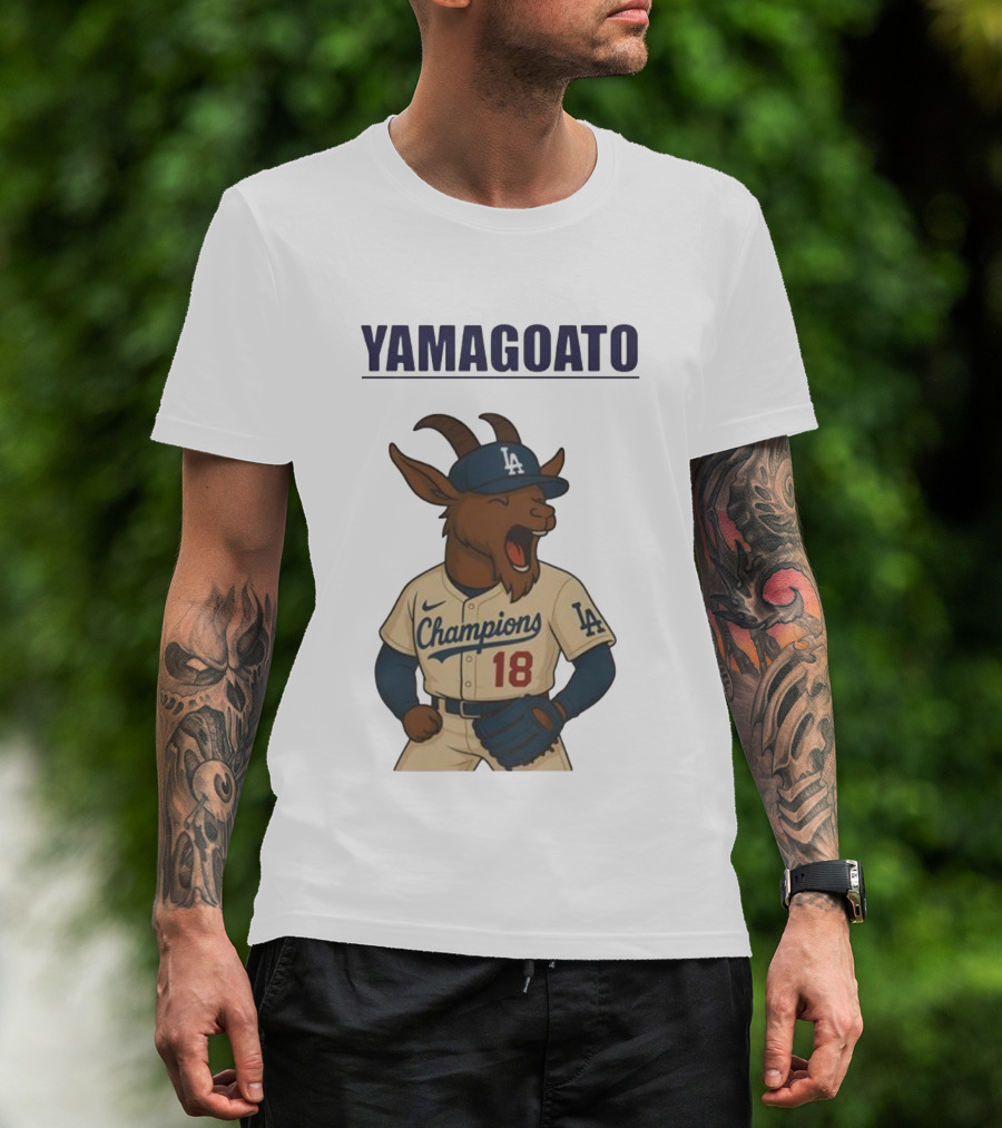 Yamagoato Champions LA 18 Goat Baseball Illustration T-Shirt