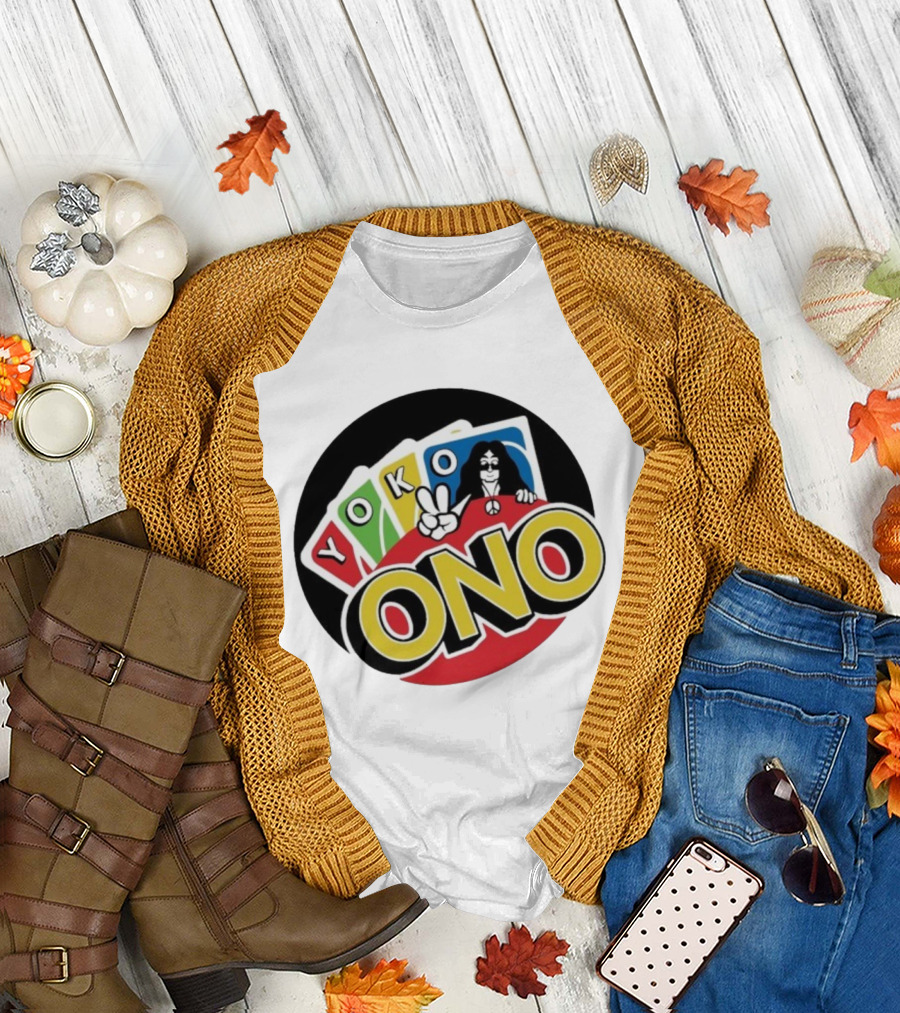 Yoko Ono Uno Peace Sign Card Game Mashup T-Shirt