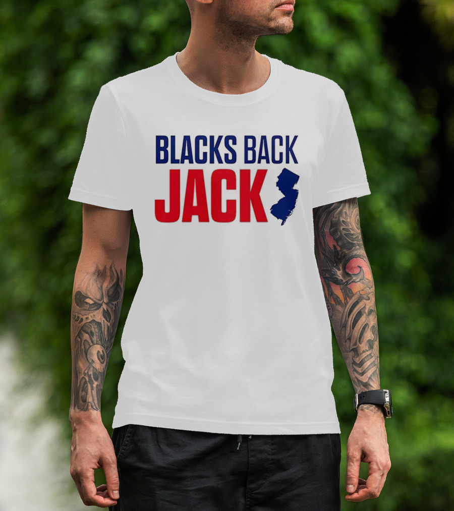 Blacks Back Jack New Jersey Map Support T-Shirt