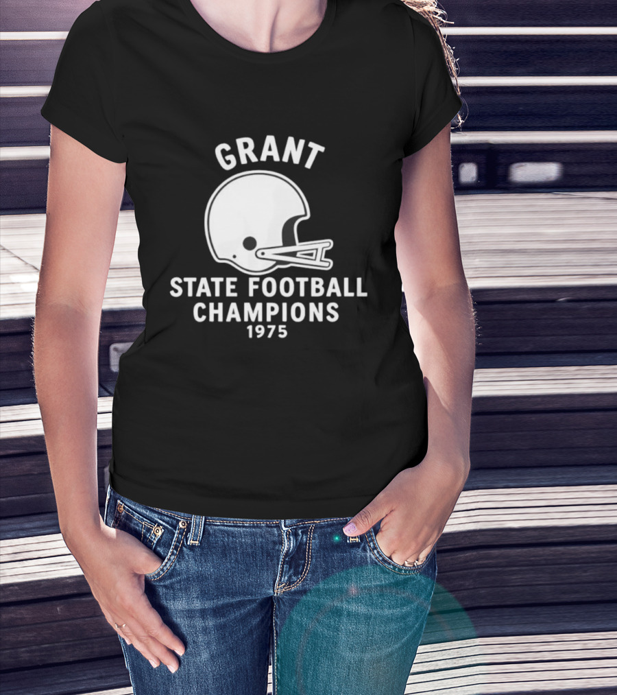 Grant State Football Champions 1975 Helmet T-Shirt