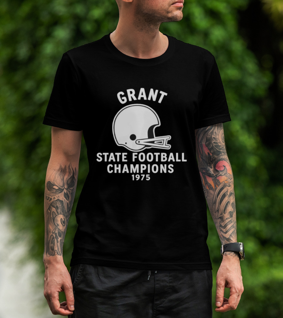 Grant State Football Champions 1975 Helmet T-Shirt