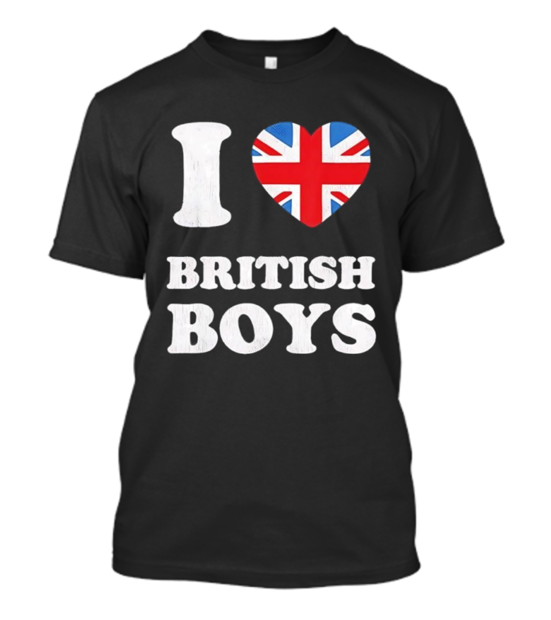 I Love British Boys Union Jack Heart Design T-Shirt