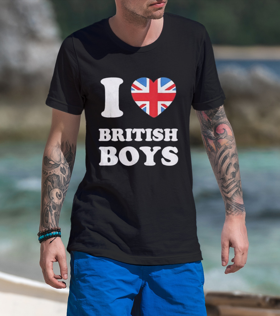 I Love British Boys Union Jack Heart Design T-Shirt