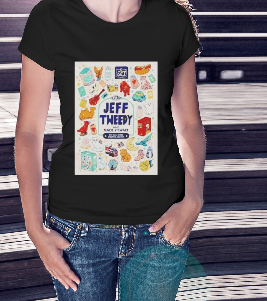 Jeff Tweedy With Macie Stewart The Salt Shed Chicago Illinois November 1 2025 Sea Salt Cats Boots Moon Pizza T-Shirt