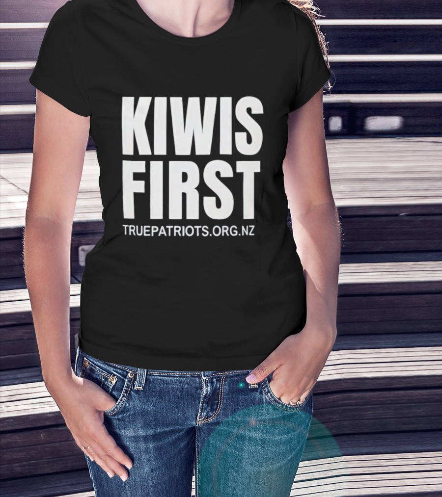 Kiwis First Truepatriots.org.nz Bold Text Statement T-Shirt