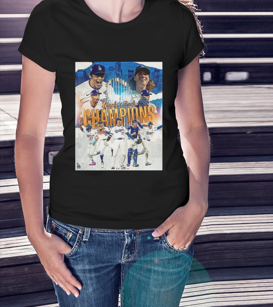 Back 2 Back Champions Los Angeles Dodgers 2025 Celebration T-Shirt