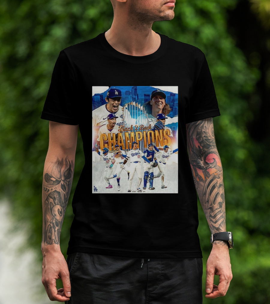 Back 2 Back Champions Los Angeles Dodgers 2025 Celebration T-Shirt