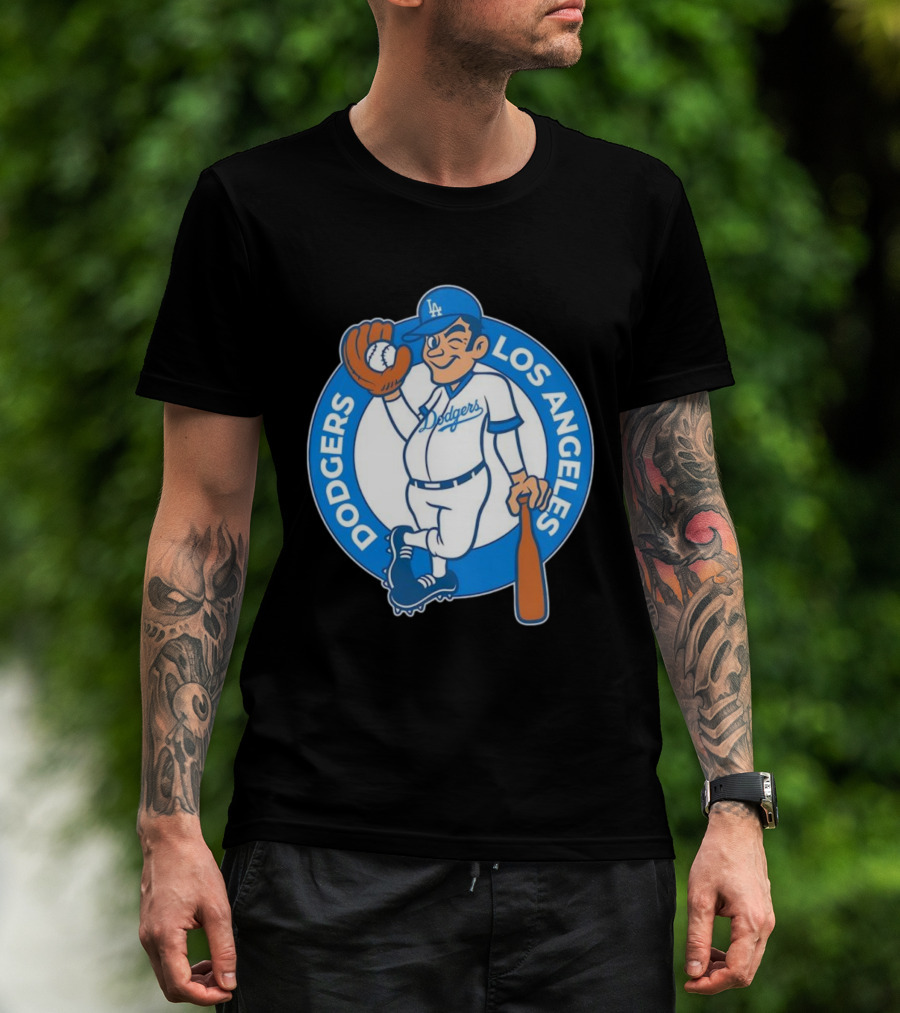 Los Angeles Dodgers Vintage Cartoon Character MLB Team Retro Style T-Shirt