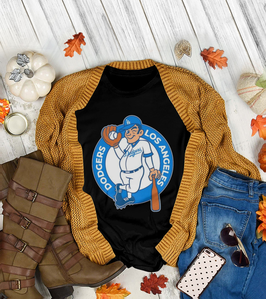 Los Angeles Dodgers Vintage Cartoon Character MLB Team Retro Style T-Shirt