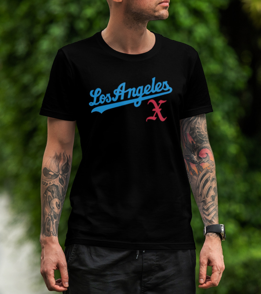 Los Angeles Crossed Red X Baseball Style T-Shirt
