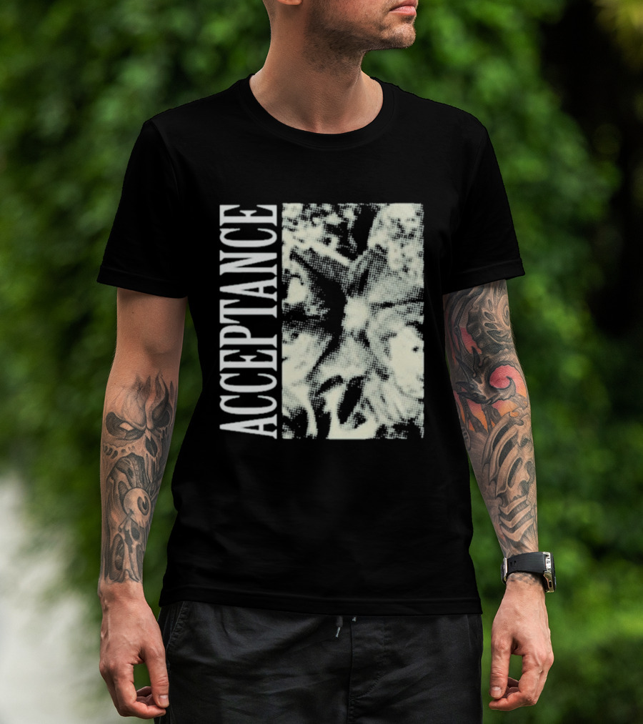 Acceptance 90s Grunge Style Vertical Text Block T-Shirt