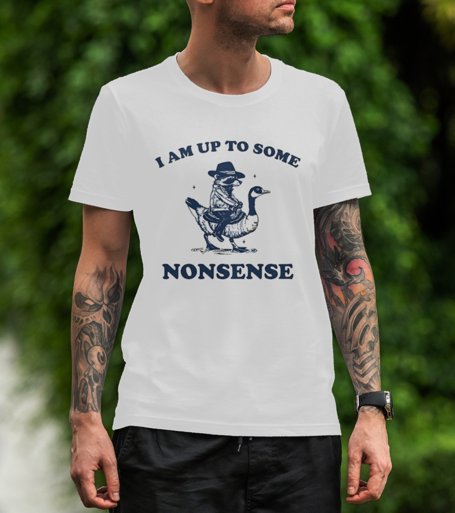 I Am Up To Some Nonsense Raccoon Riding Duck Cowboy Hat Fun T-Shirt