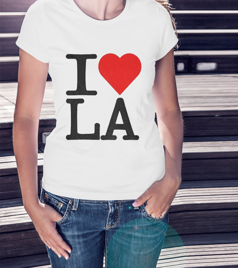 Los Angeles Dodgers Fan I Love LA Heart Classic Iconic Text T-Shirt