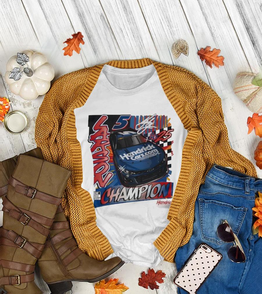 Kyle Larson 5 Champion Hendrick Cars 2025 NASCAR Cup Series T-Shirt