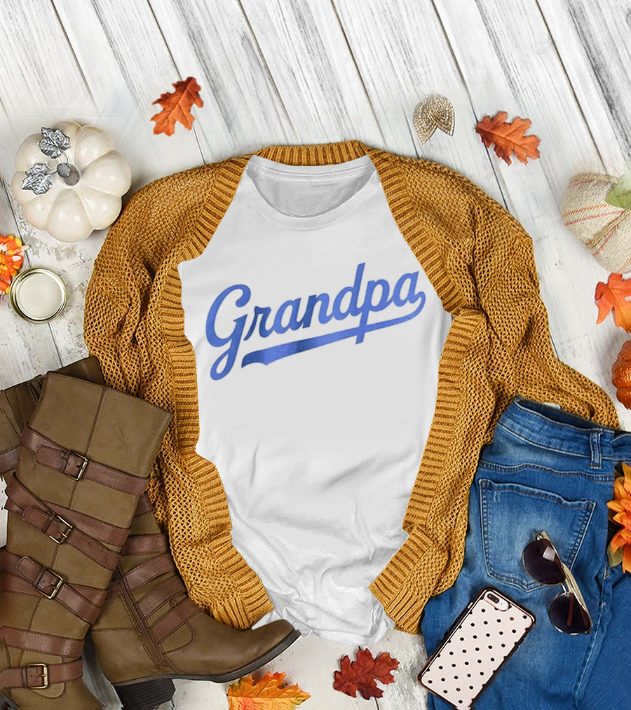 LA Dodgers Baseball Grandpa Styled Text T-Shirt