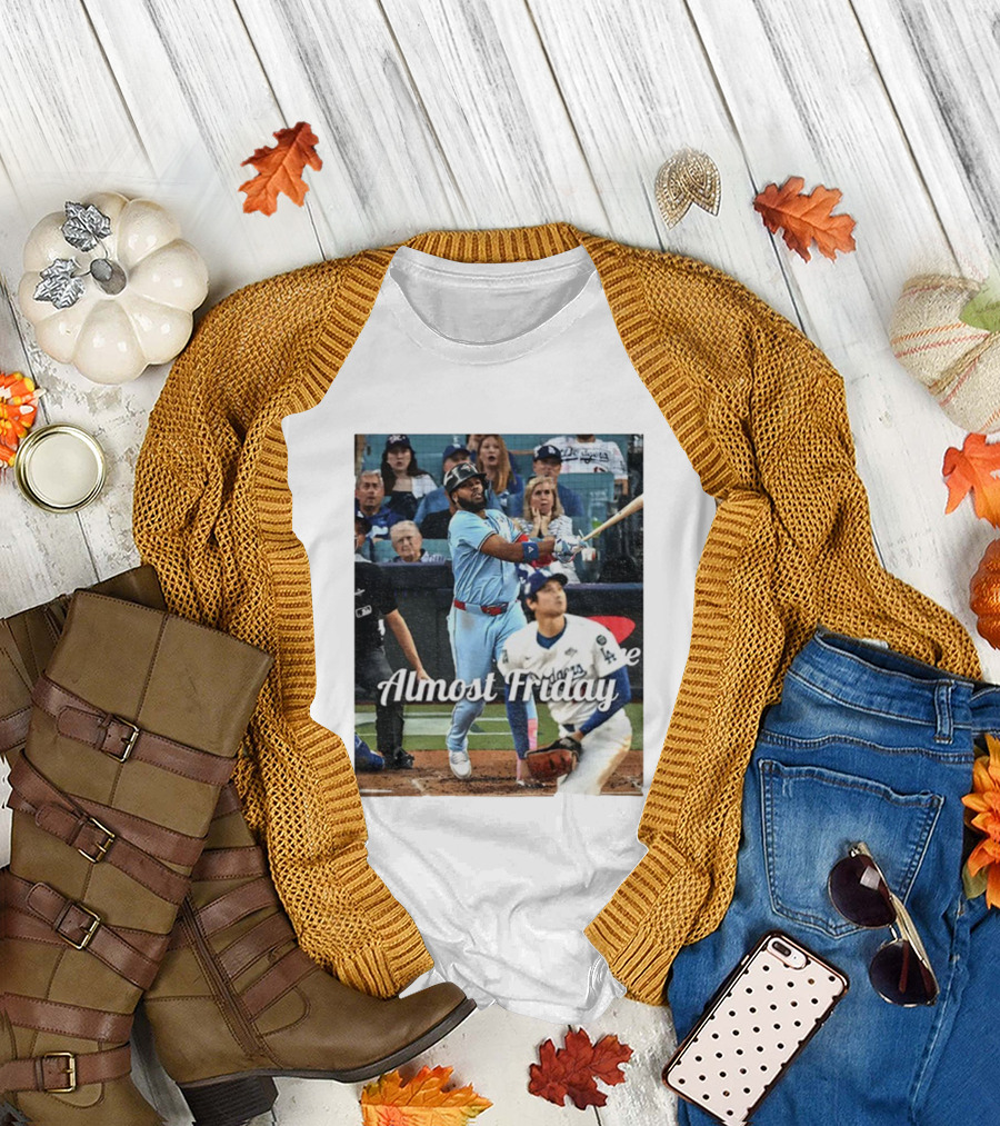 Vladimir Guerrero Jr. Toronto Blue Jays Almost Friday MLB Baseball Action T-Shirt