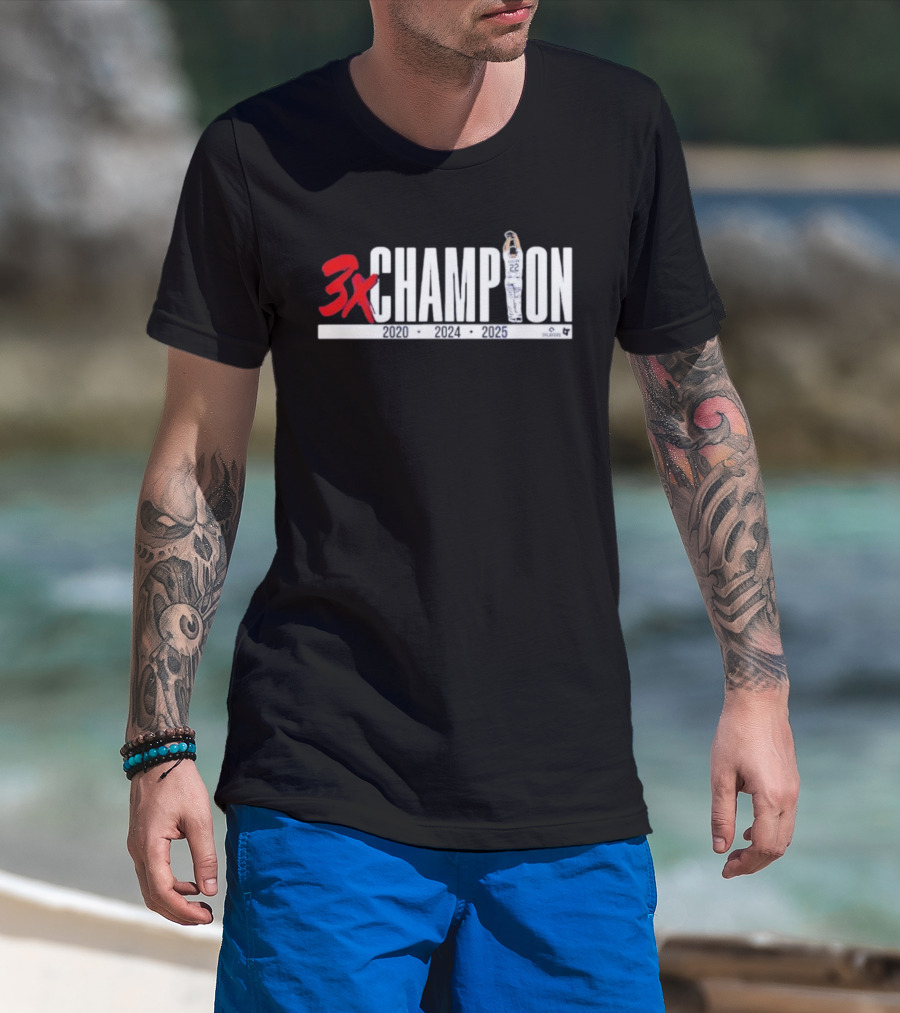 3x Champion 2020 2024 2025 Los Angeles Clayton Kershaw 22 T-Shirt