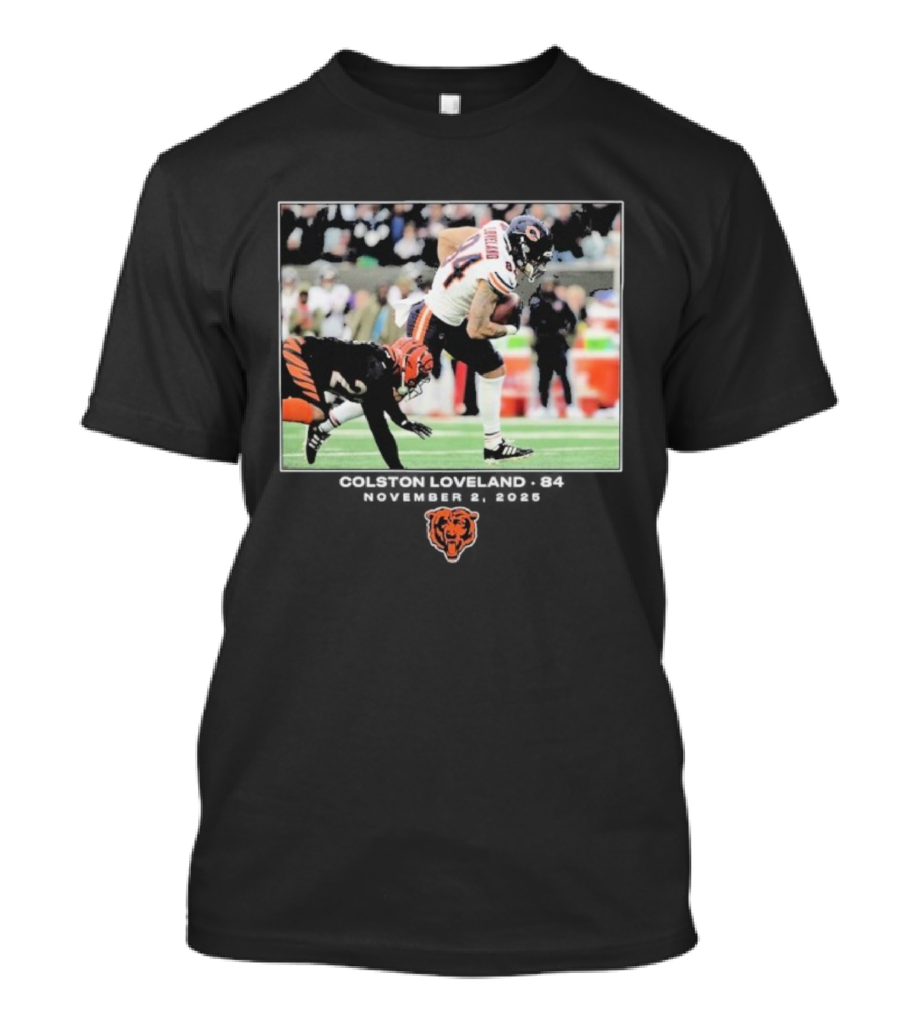 Colston Loveland #84 Chicago Bears NFL Week 8 November 2 2025 T-Shirt