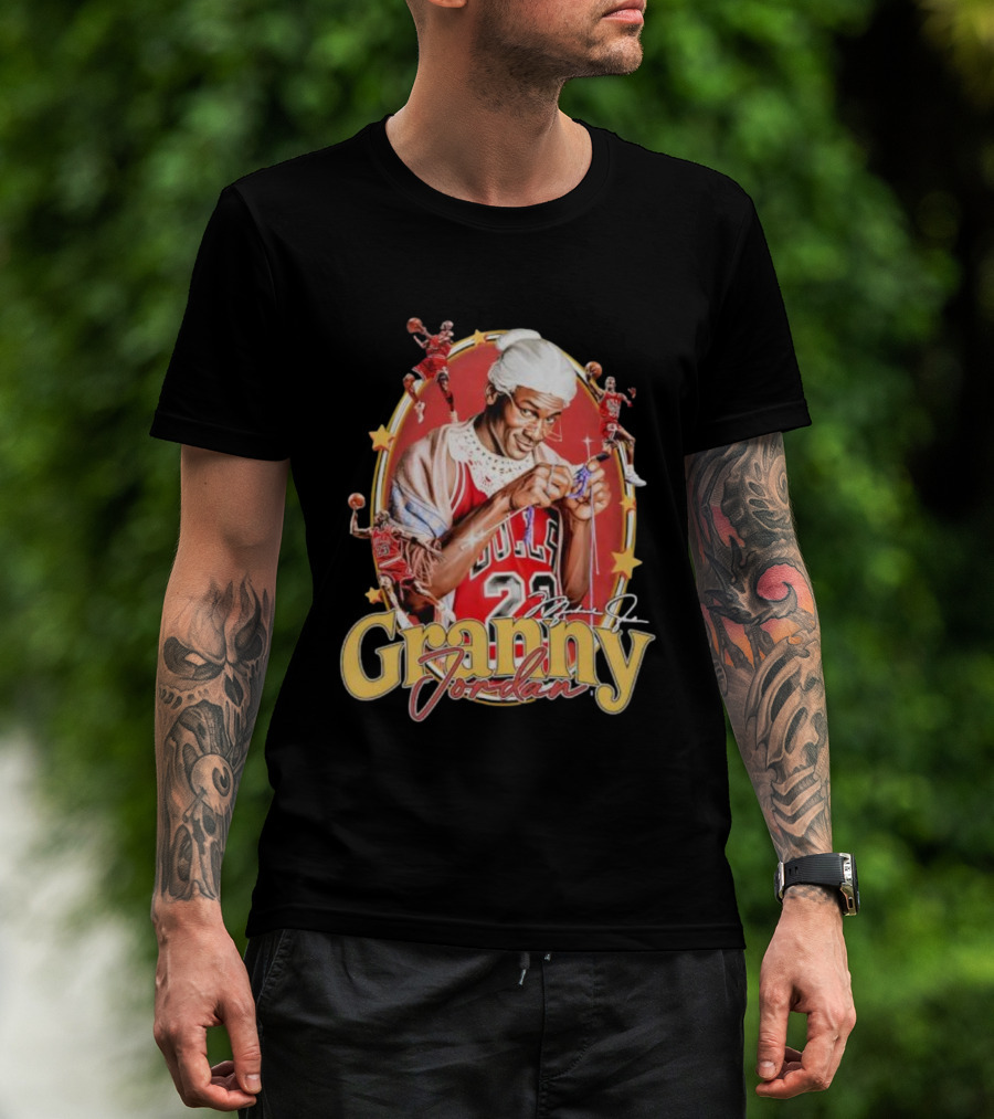 Granny Jordan Bulls 23 Basketball Stars Signature T-Shirt