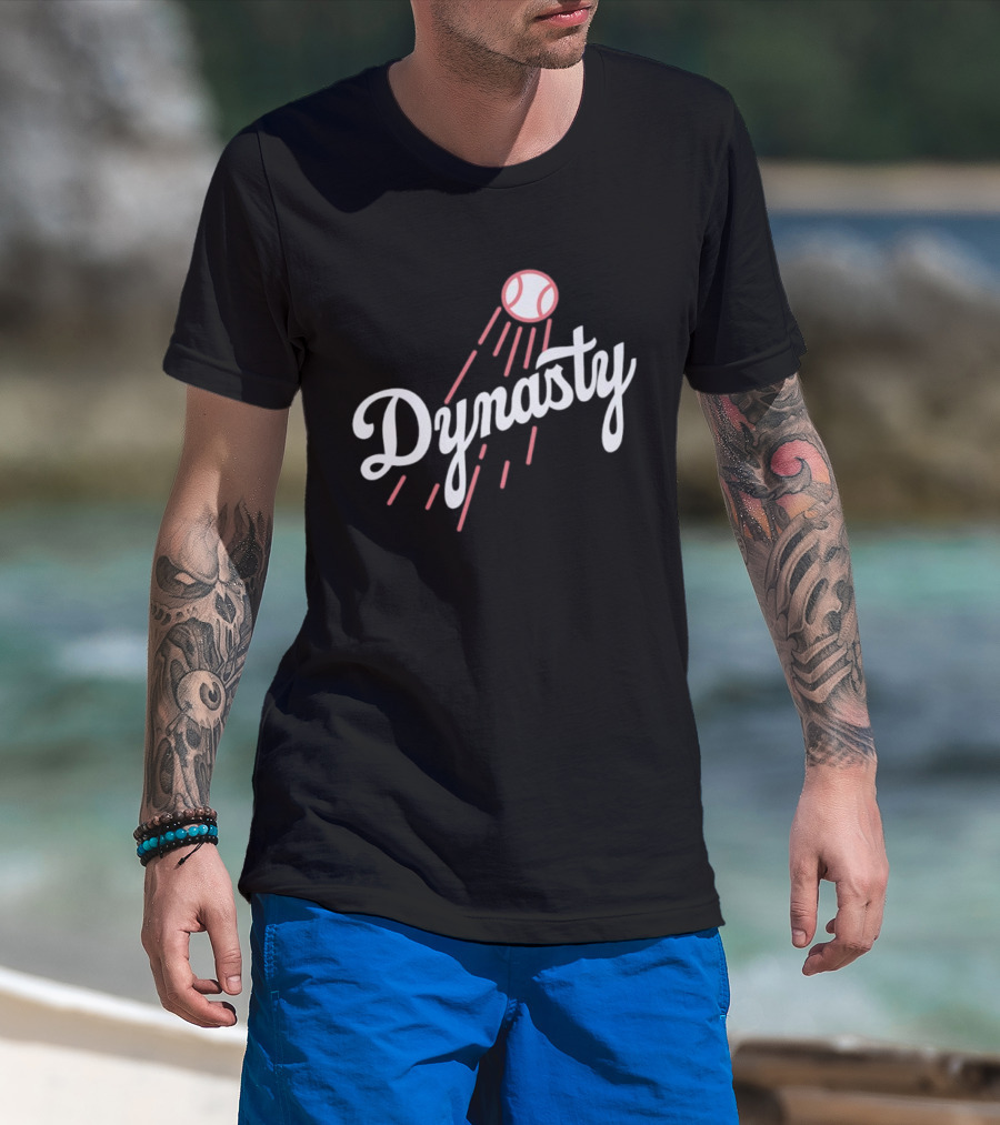 Dynasty Baseball Script With Red Streaked Ball T-Shirt