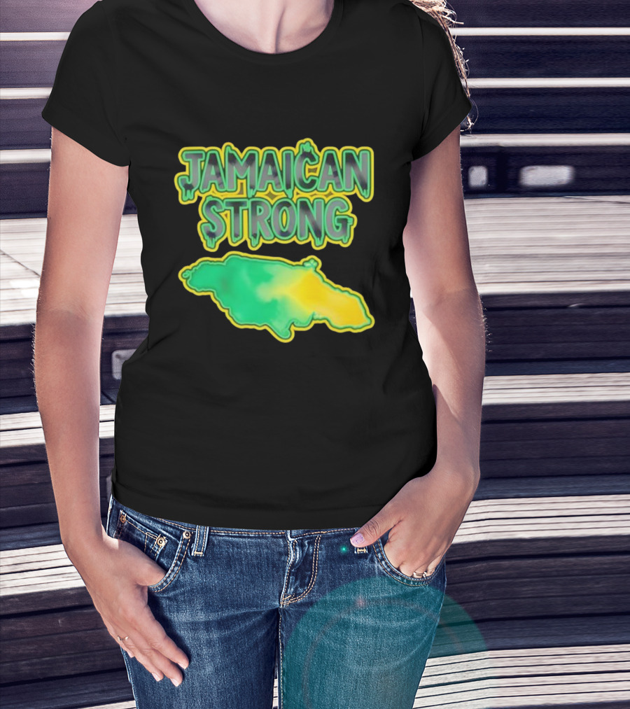 Jamaican Strong Watercolor Country Map T-Shirt