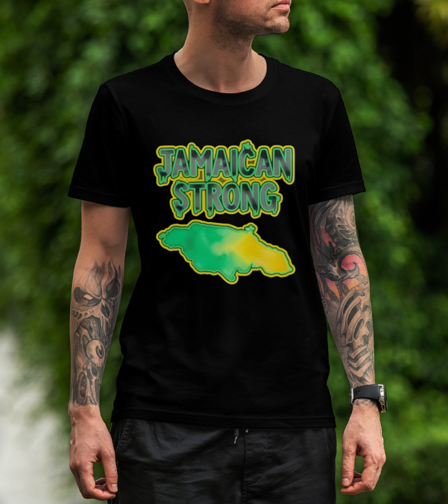 Jamaican Strong Watercolor Country Map T-Shirt