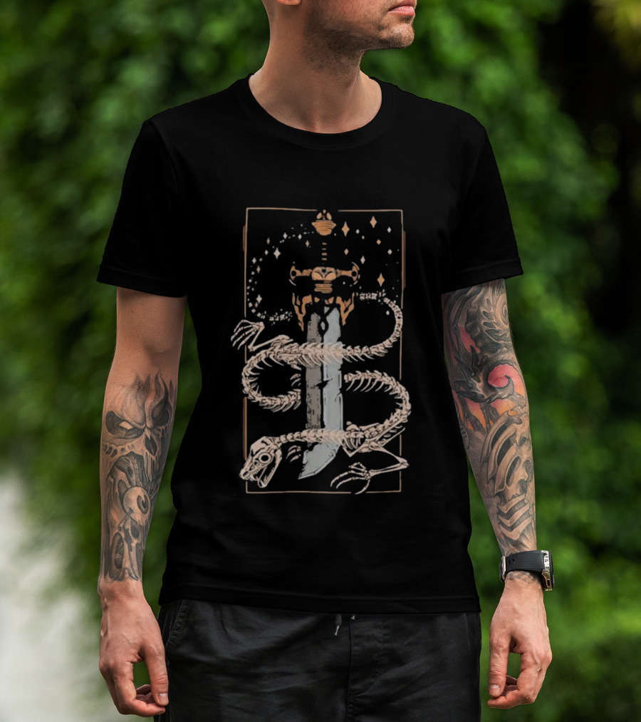 Just Roll With It TMK Sword Skeleton And Stars T-Shirt