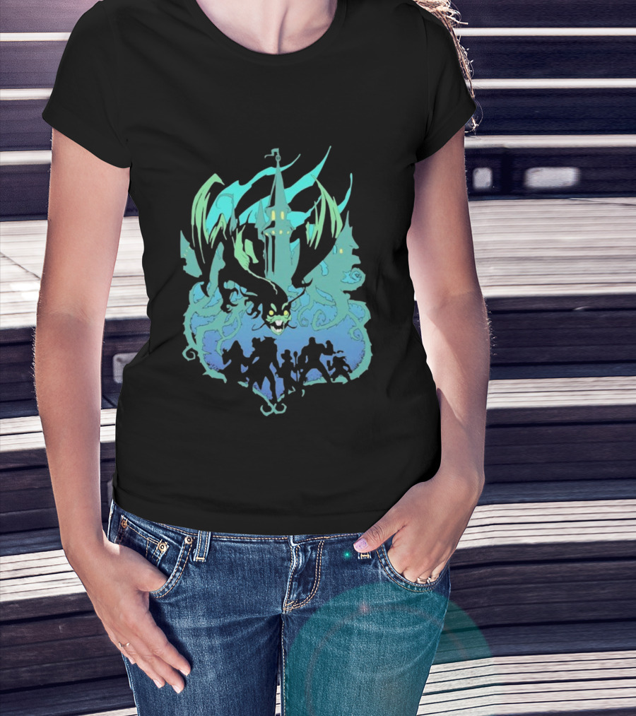 Legends Of Avantris Witchlight Jabberwock Fantasy Tower And Dragon Scene T-Shirt