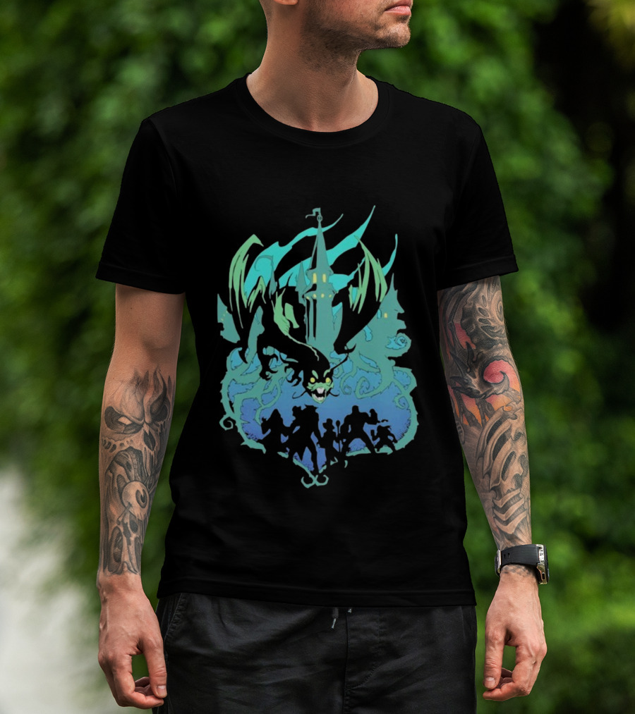 Legends Of Avantris Witchlight Jabberwock Fantasy Tower And Dragon Scene T-Shirt